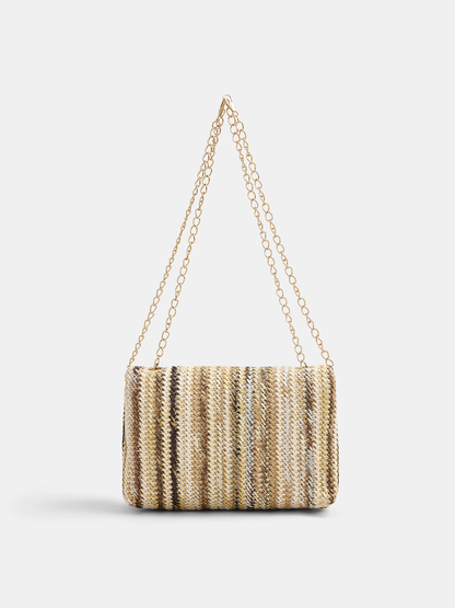 Straw Chain Strap Shoulder Bag