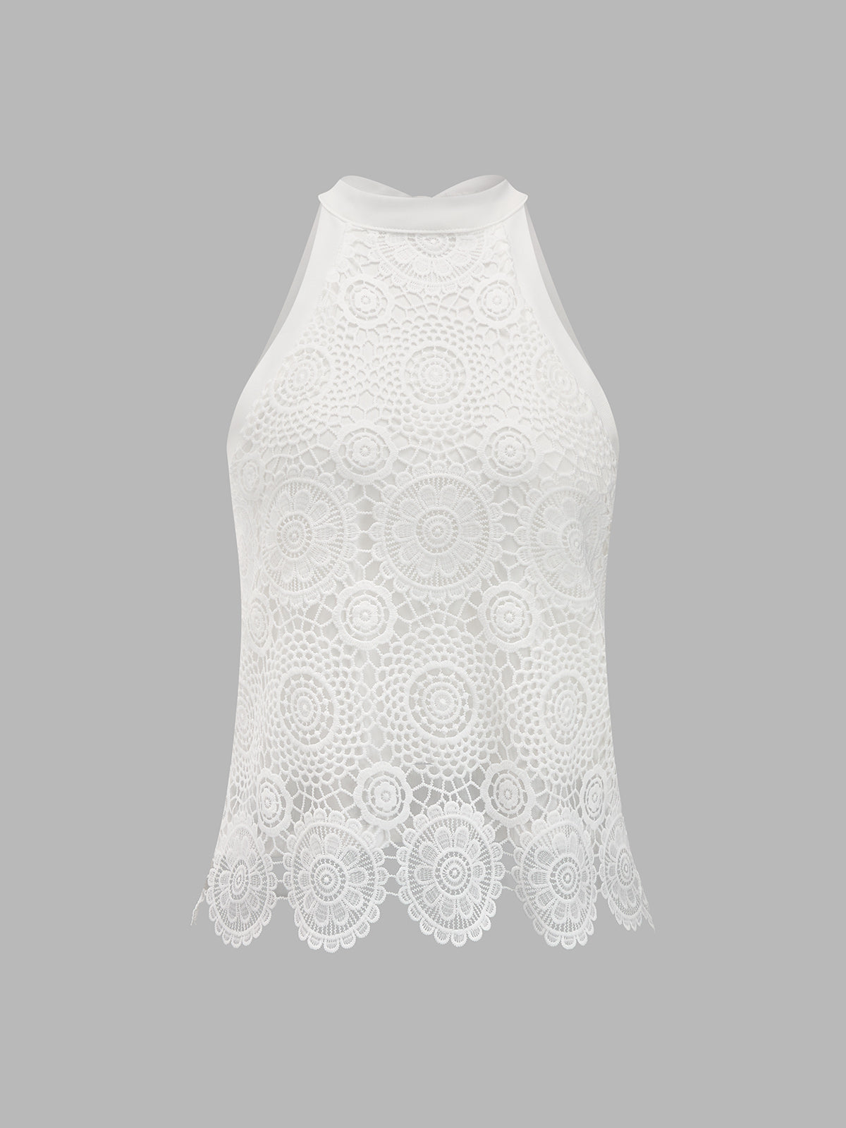 Bow-Back Guipure Lace Sleeveless Top