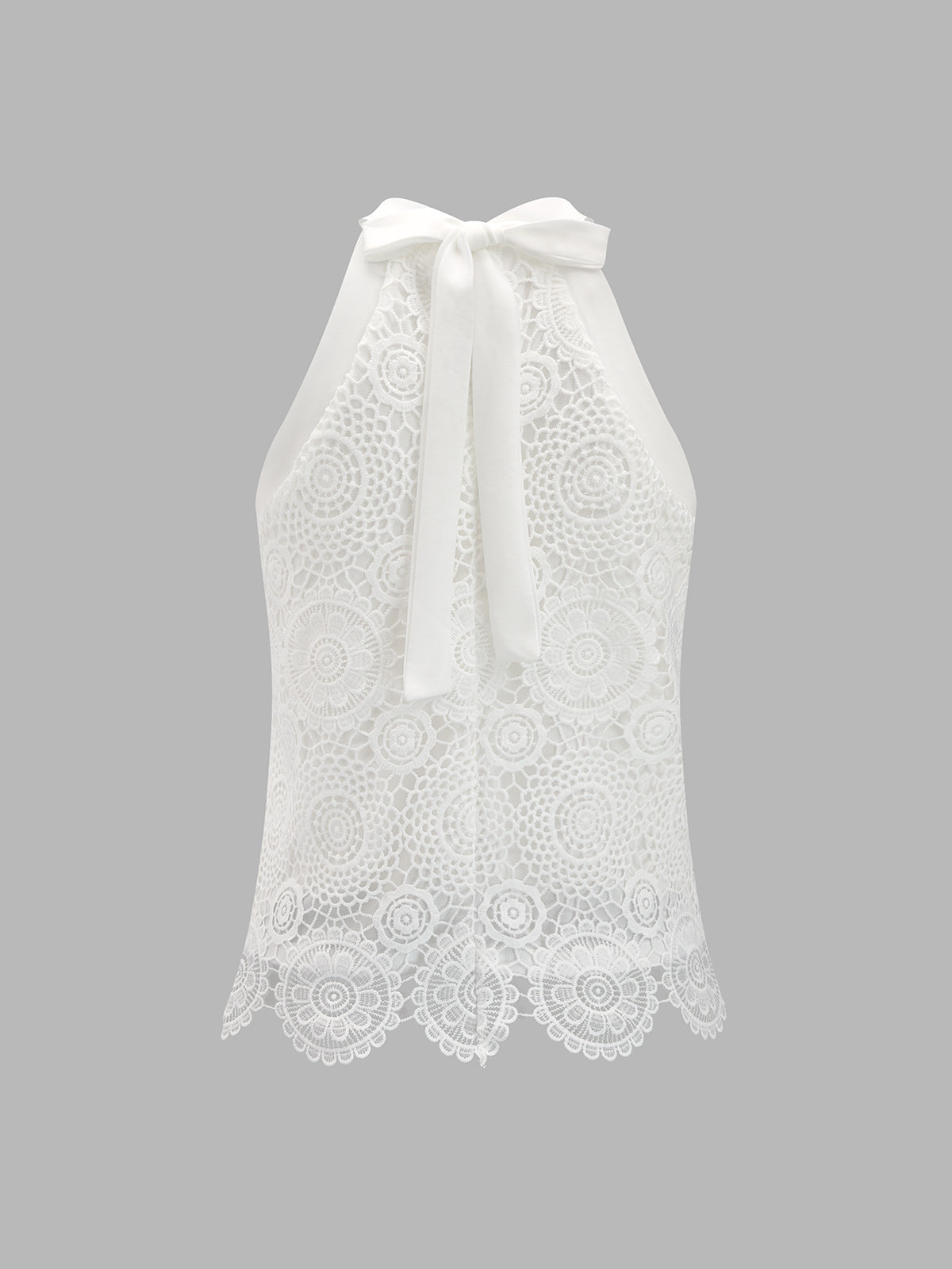 Bow-Back Guipure Lace Sleeveless Top