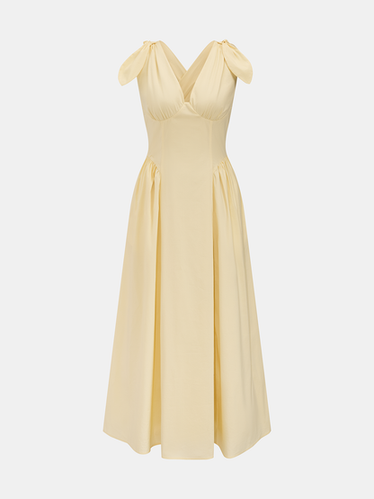 Cross Back Bow Strap Midi Dress