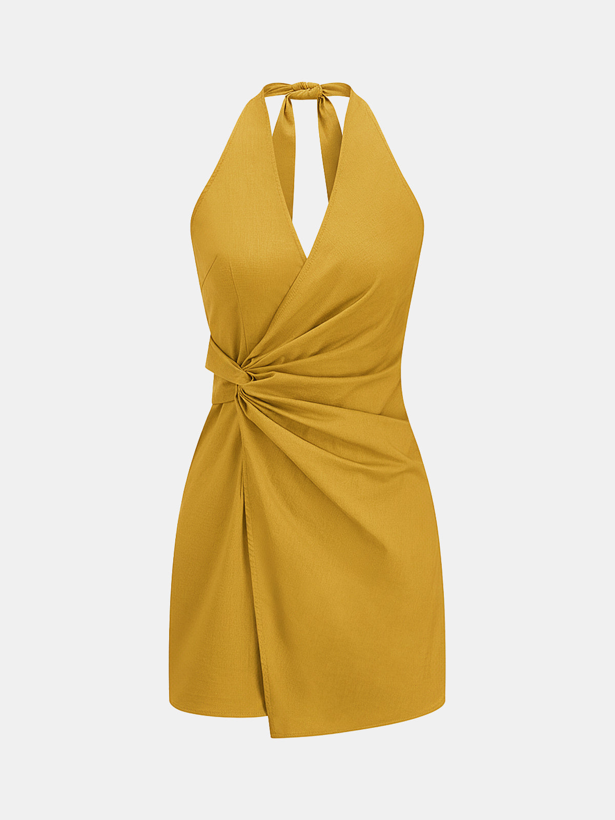 Twisted Halter Cotton Linen Mini Dress