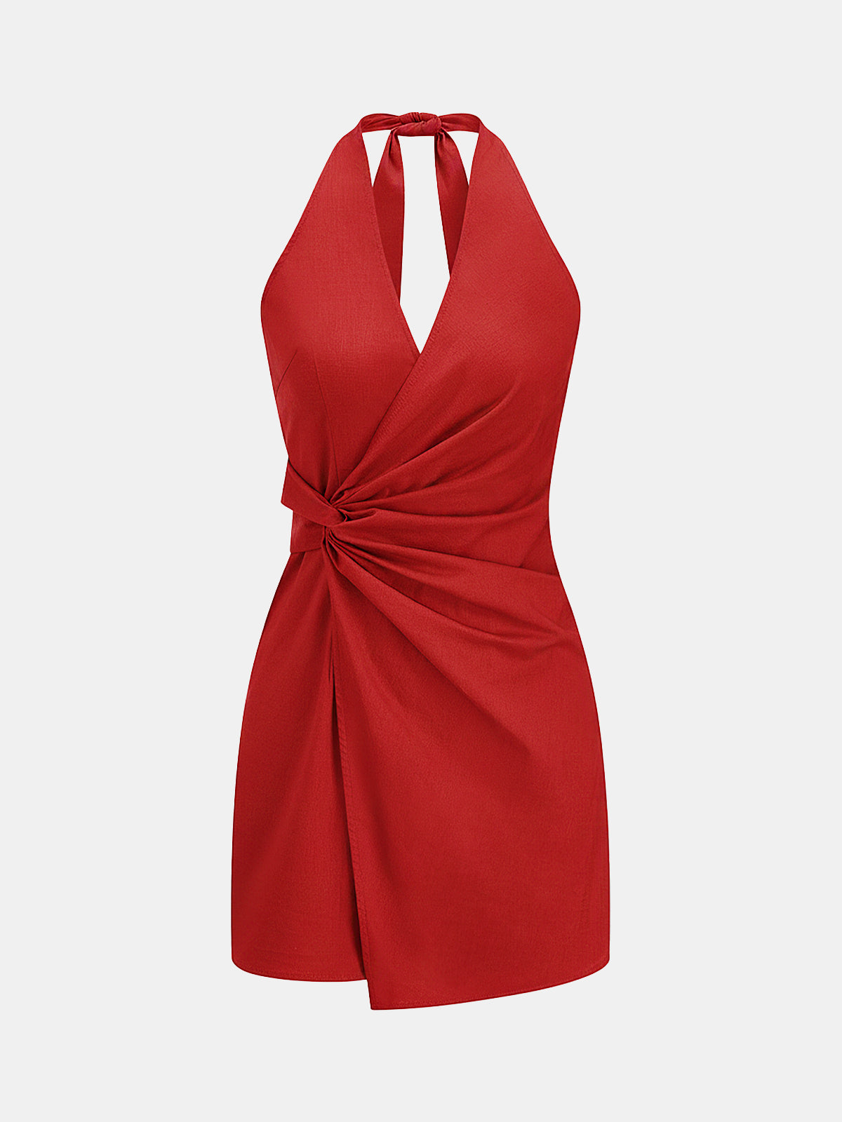 Twisted Halter Cotton Linen Mini Dress