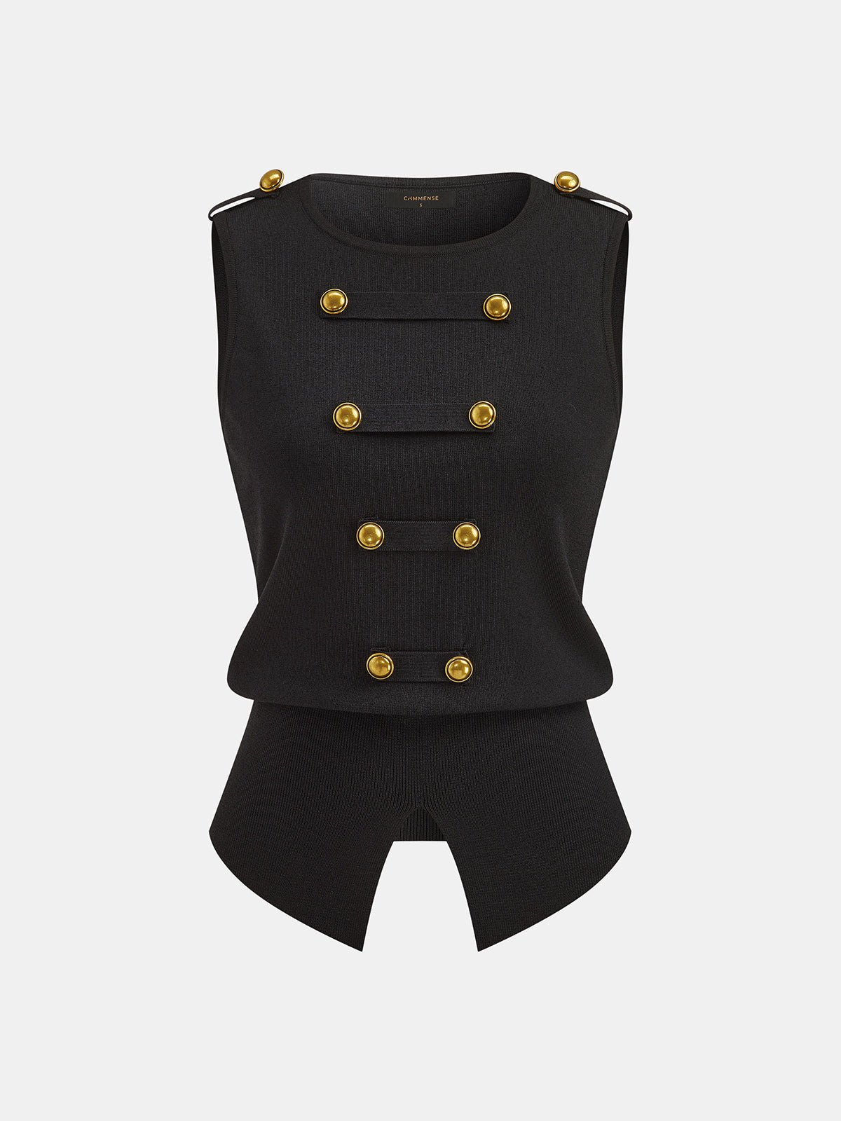 Metal Detail Napoleon Style Knit Vest