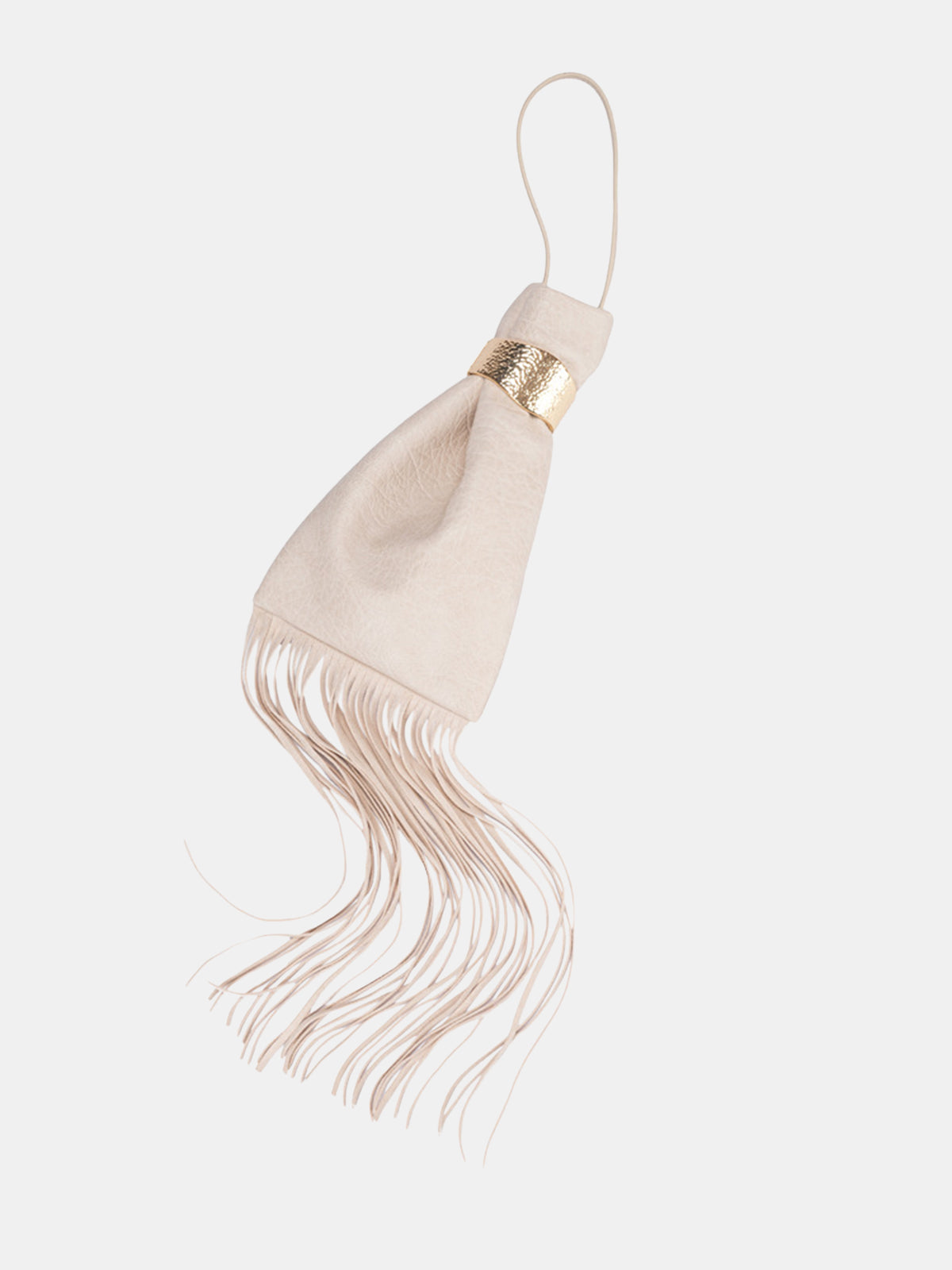 Metallic Band Fringe Wrist Clutch
