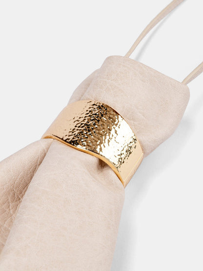 Metallic Band Fringe Wrist Clutch