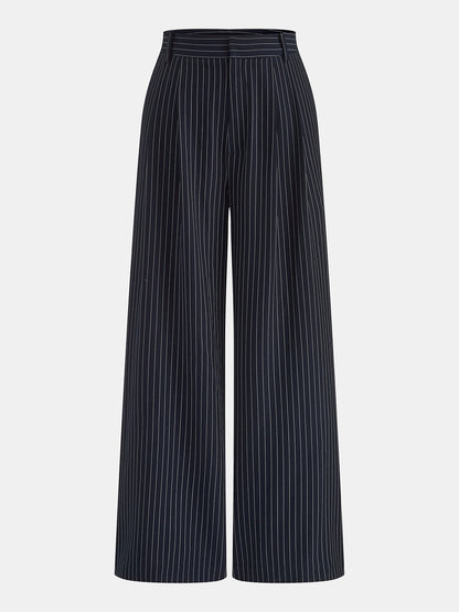 Pinstriped Sleeveless Shirt & Pants Set