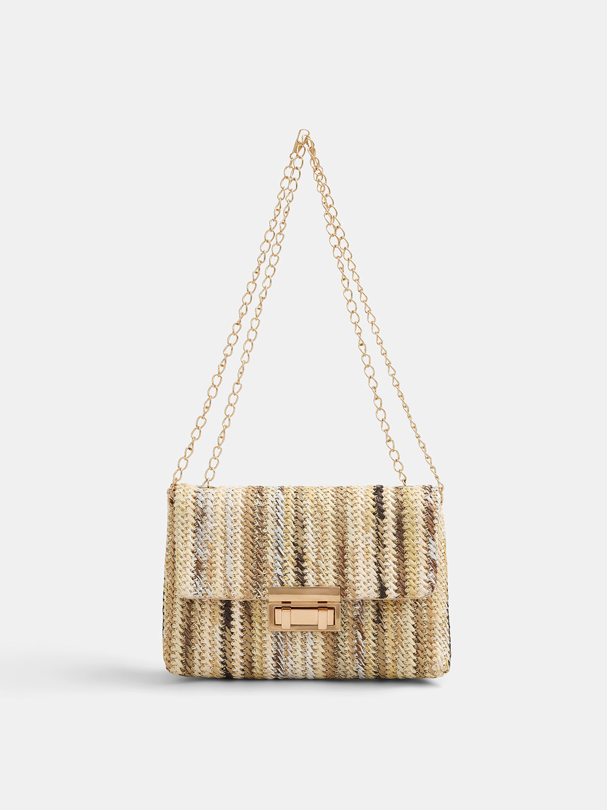 Straw Chain Strap Shoulder Bag