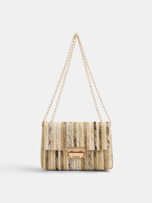 Straw Chain Strap Shoulder Bag