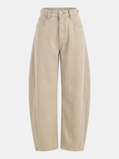 Mid-Waist Curved Leg Barrel Jeans