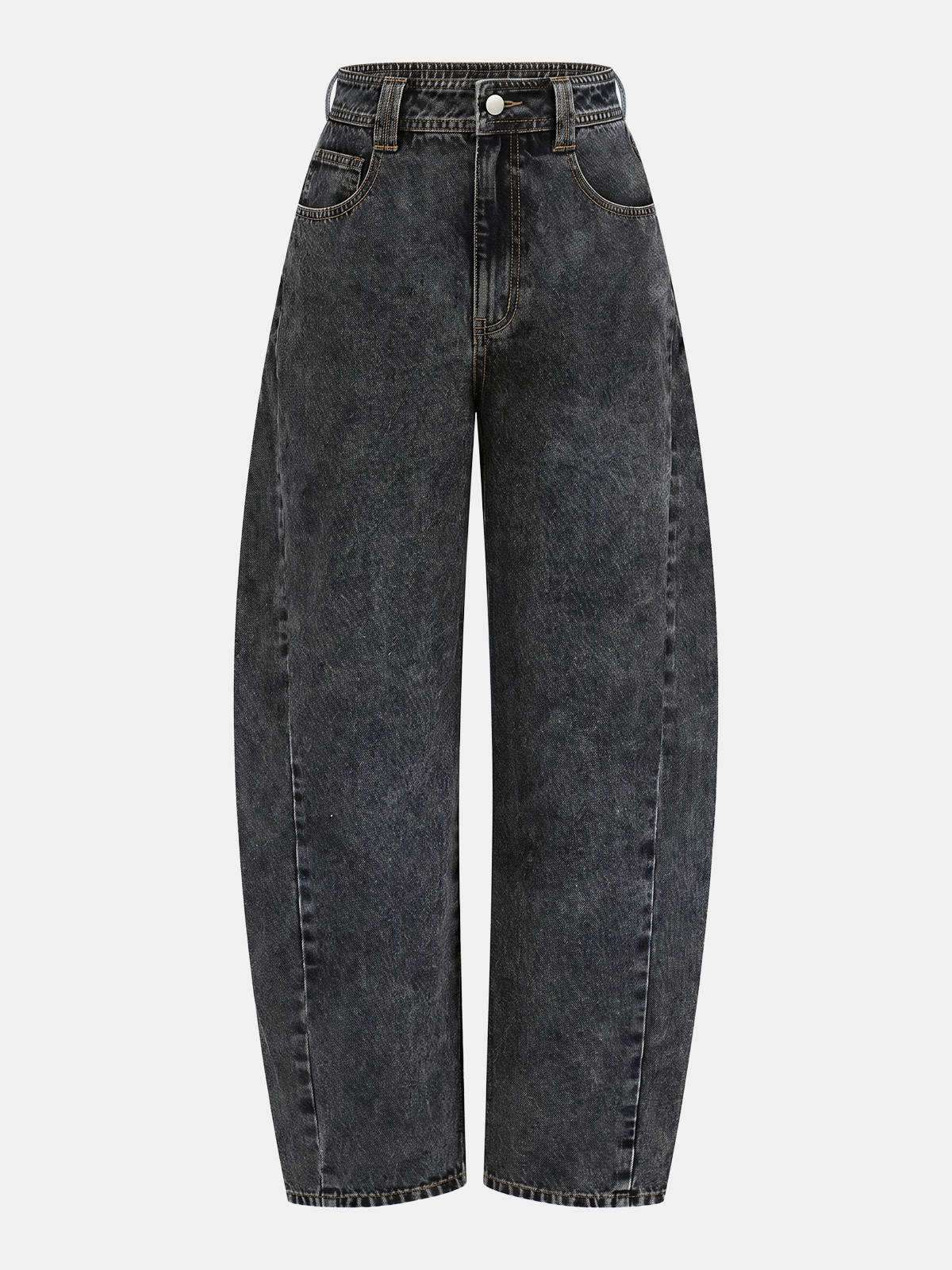 Mid-Waist Curved Leg Barrel Jeans