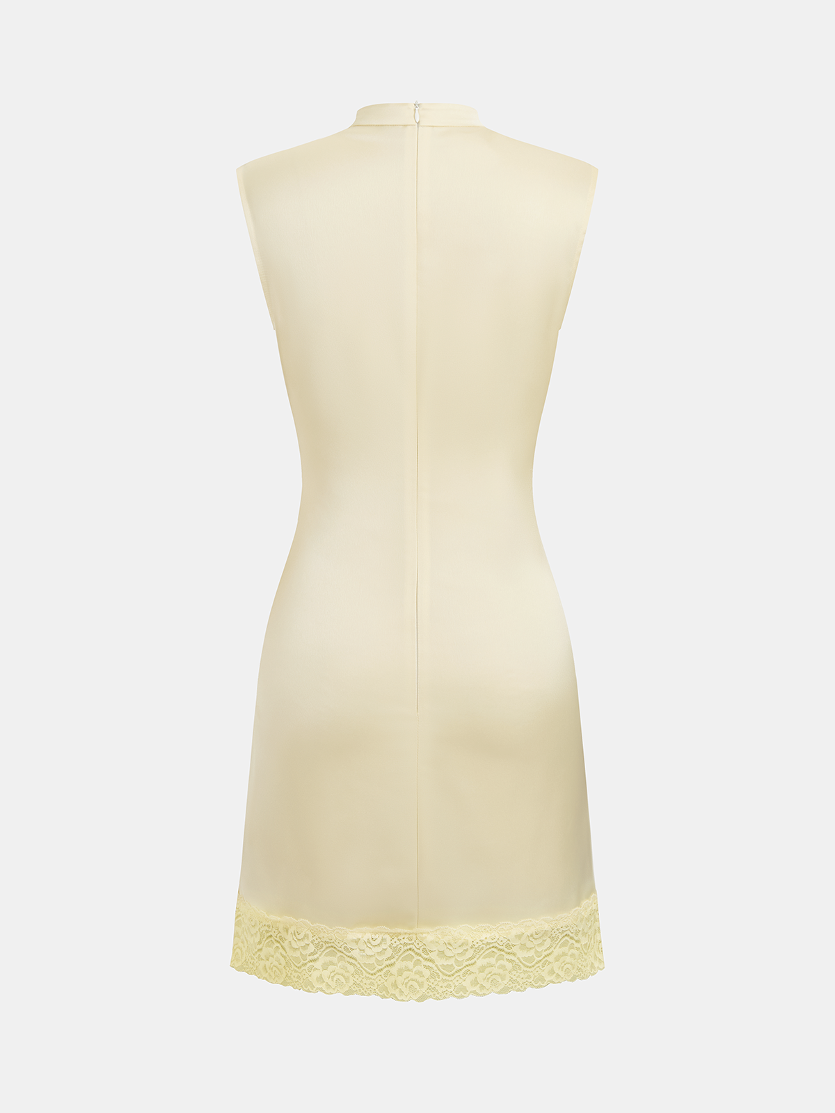 Lace Trim Satin Sleeveless Mini Dress