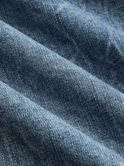 Denim Tie-Neck Midi Dress