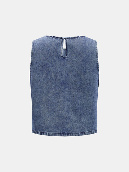Sleeveless Denim Top & Drawstring Jeans Set