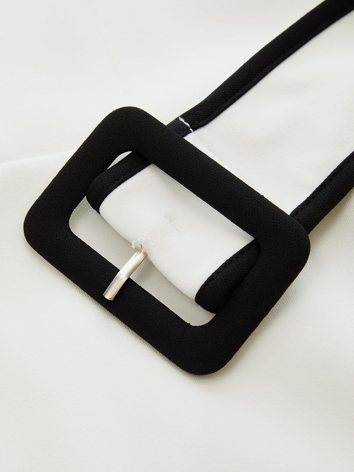 Contrast Trim Belted Pencil Midi Dress