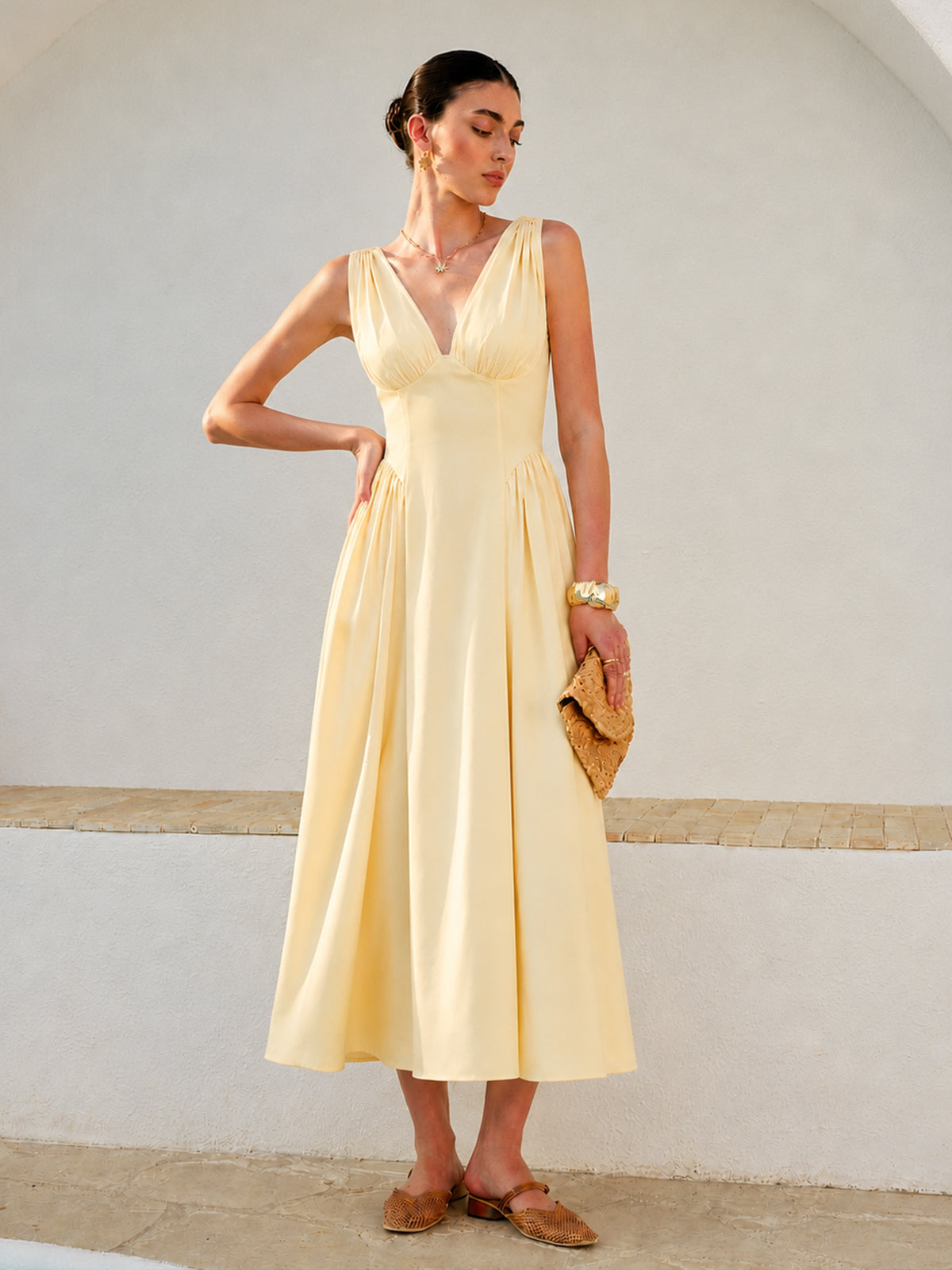 Cross Back Bow Strap Midi Dress