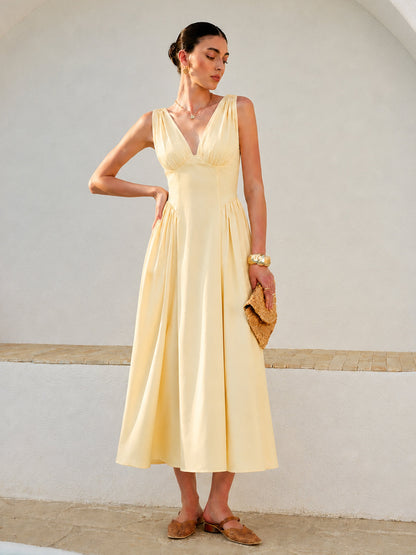 Cross Back Bow Strap Midi Dress