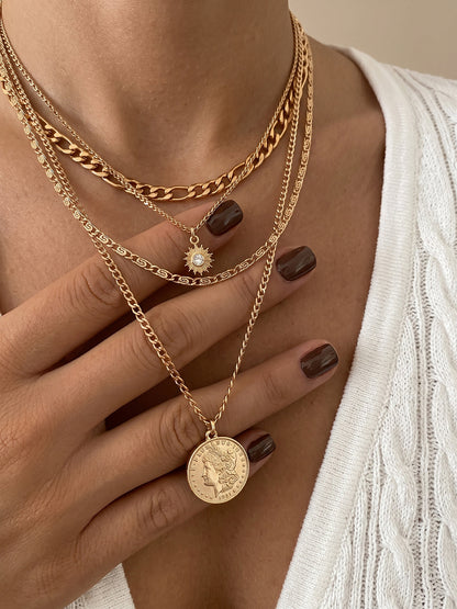 Multi Layer Coin Pendant Necklace