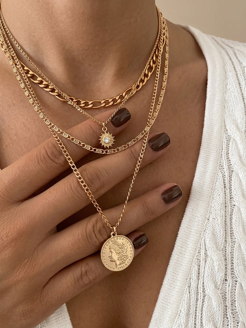 Multi Layer Coin Pendant Necklace