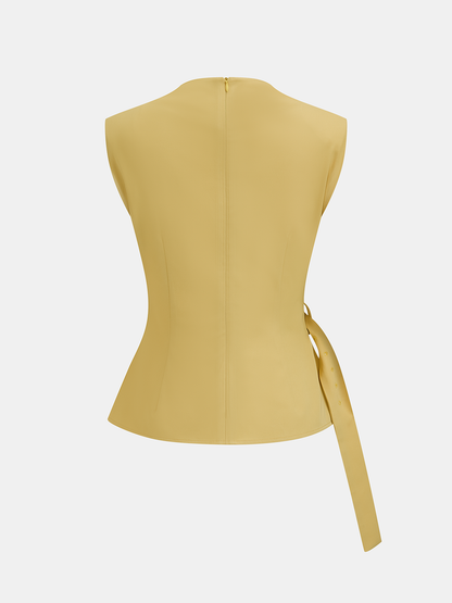 Belted Sleeveless Top & Elastic Waist Pants Set