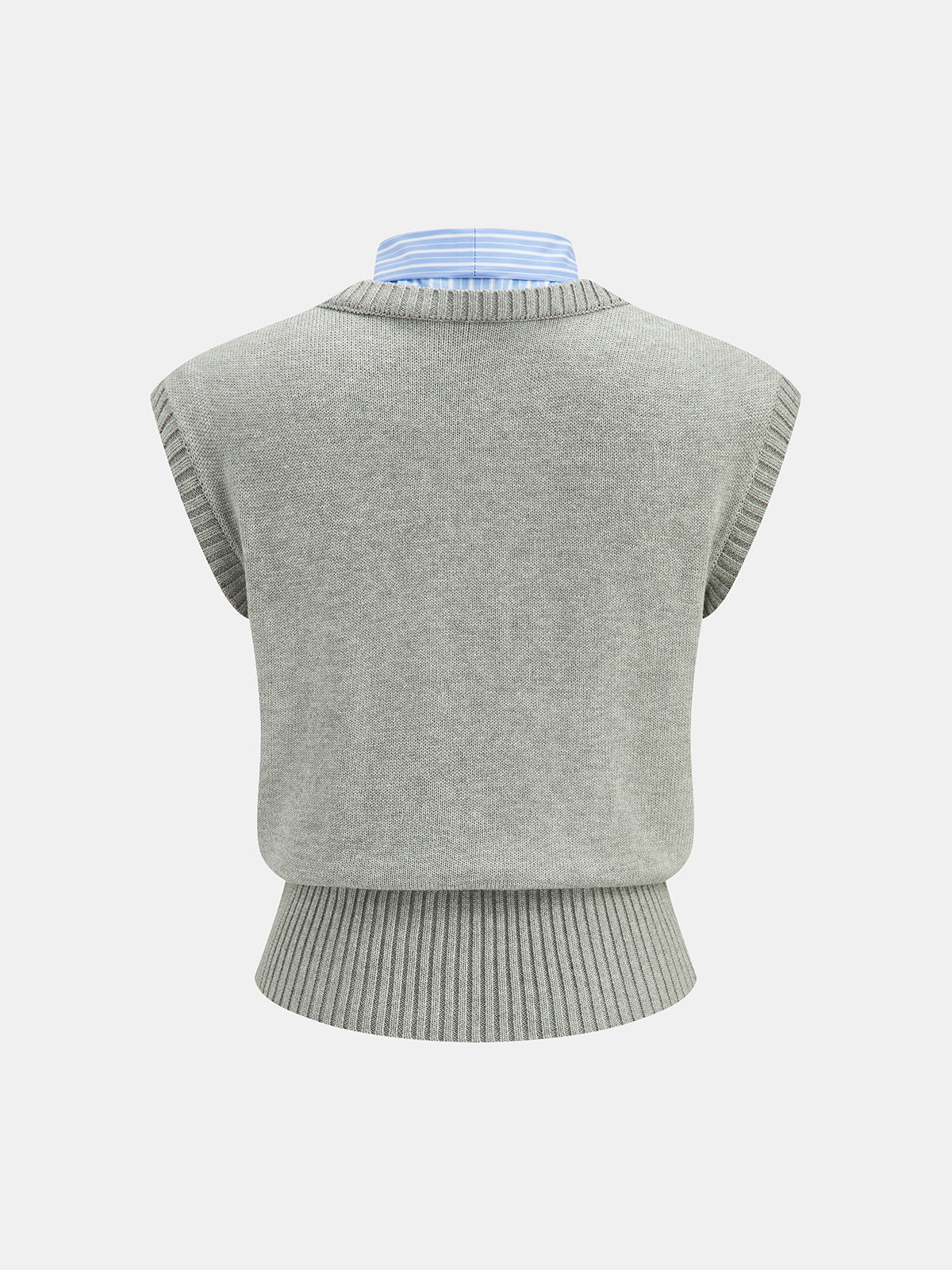 Fake Two-Piece Stripe Tie Knit Top