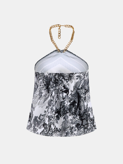 Jungle Print Chain Halter Top