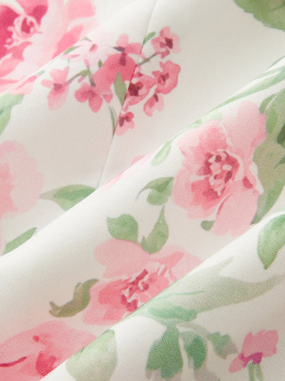 Square Neck Rose Print Slip Mini Dress