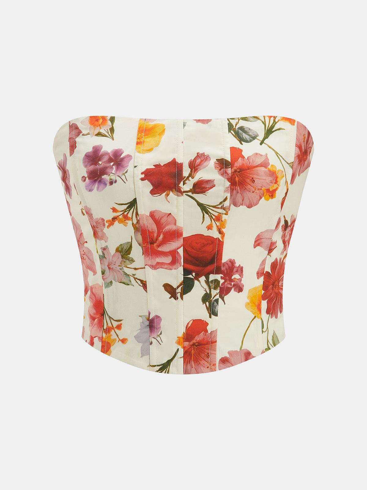 Vintage Rose Smocked Back Bustier Top