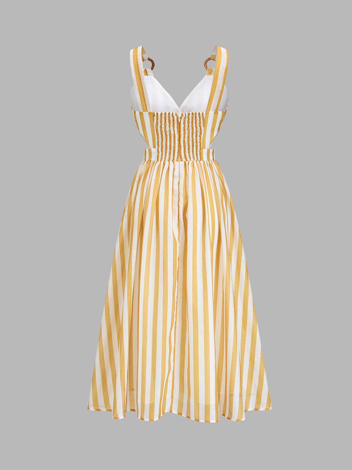 Ring Strap Striped Cutout Midi Dress