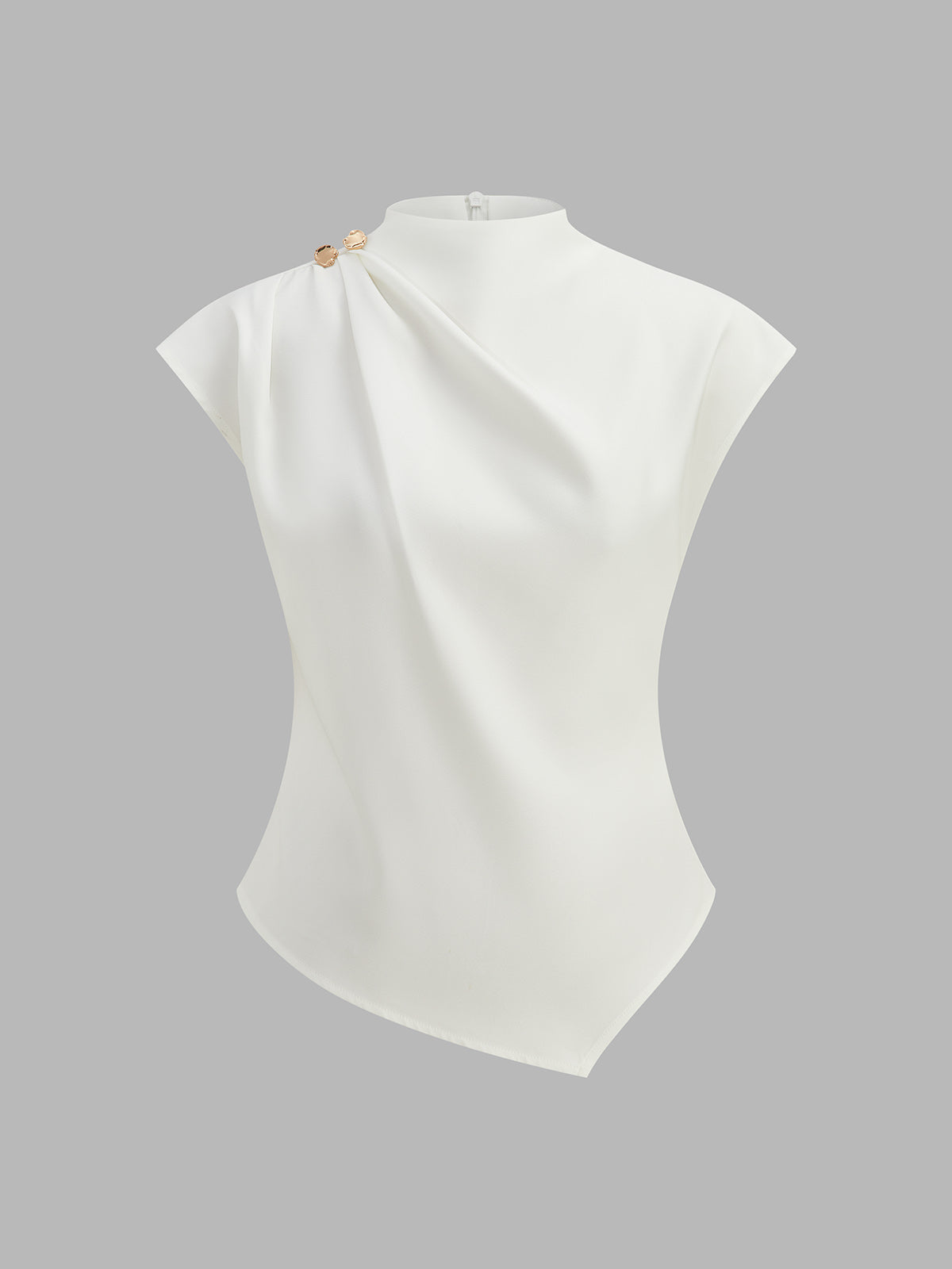 Draped Metal Detail Asymmetric Blouse
