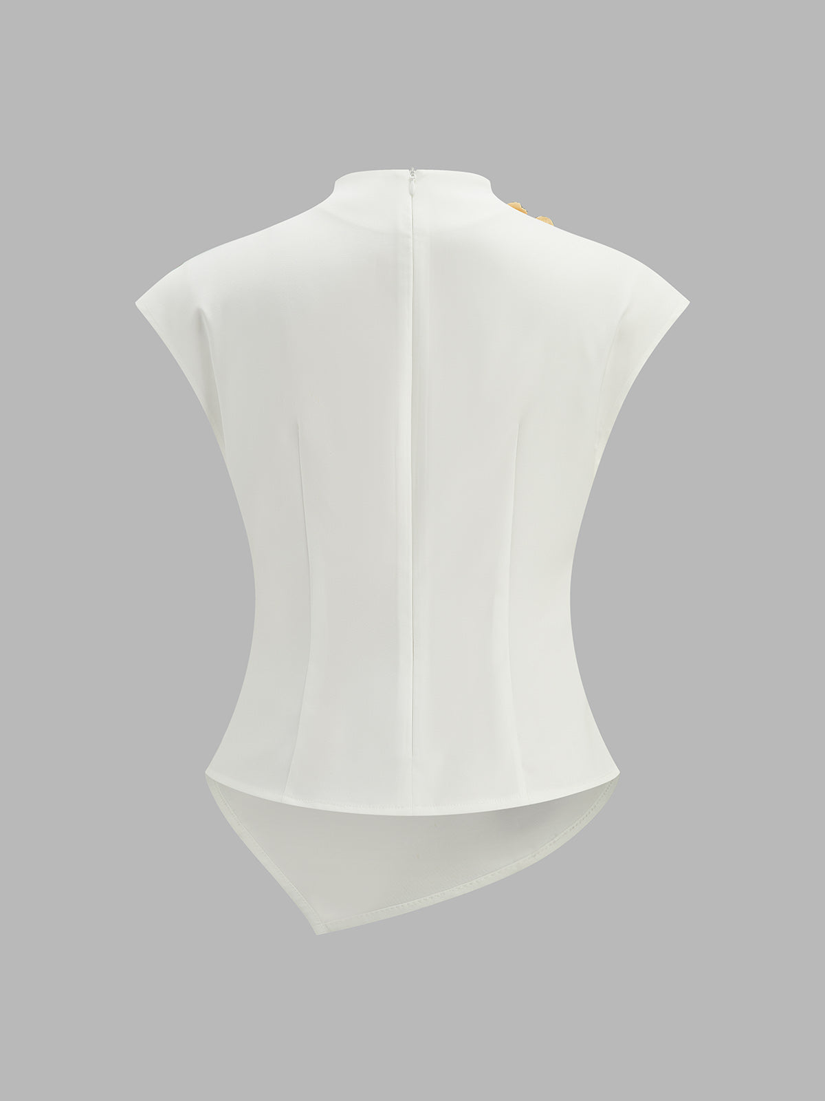 Draped Metal Detail Asymmetric Blouse