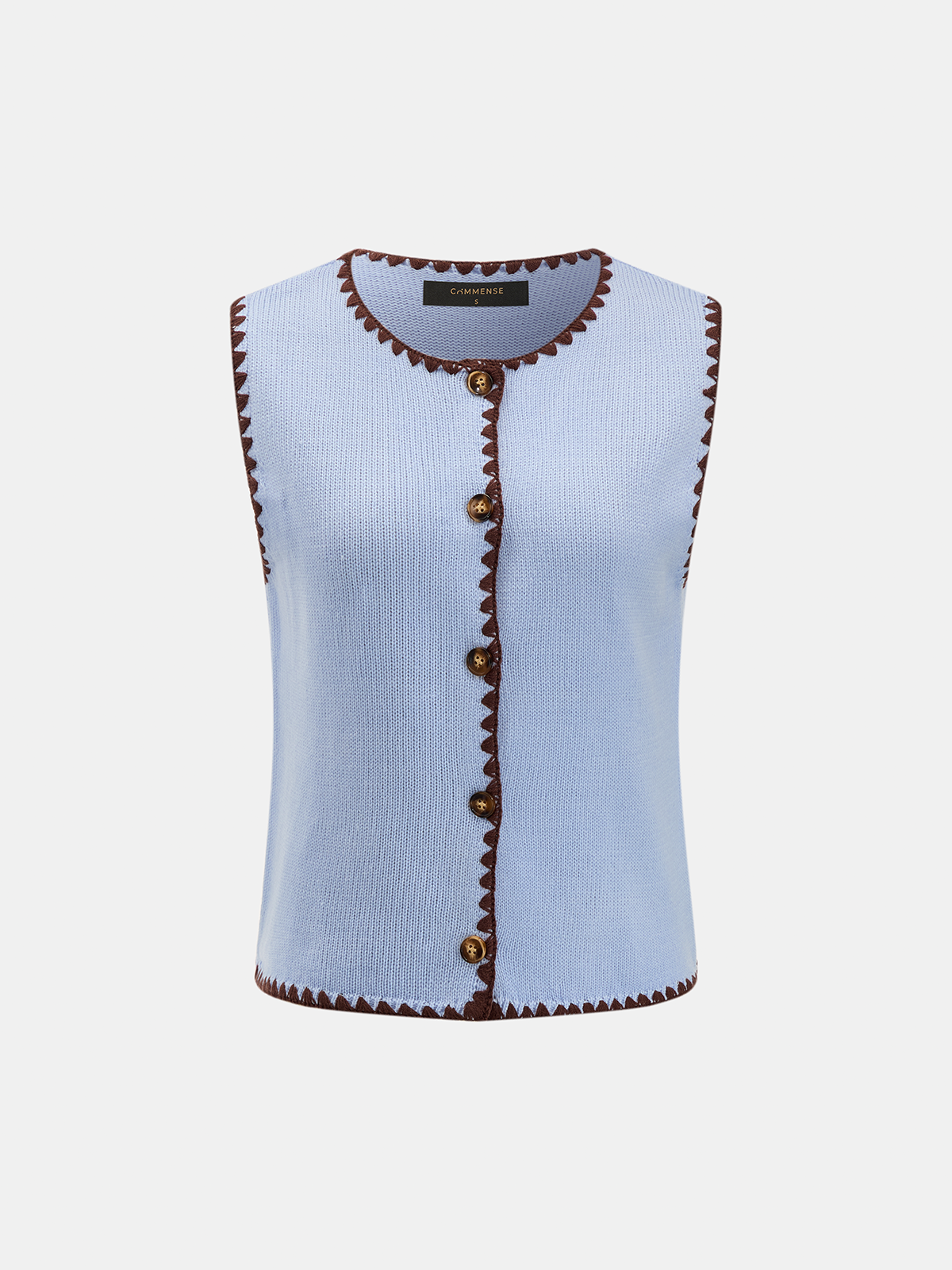 Contrast Trim Button Down Knit Vest