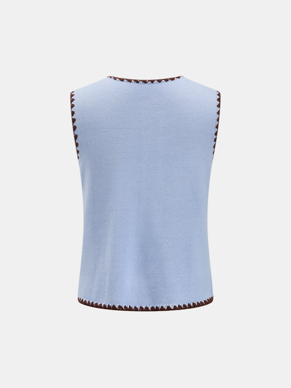 Contrast Trim Button Down Knit Vest