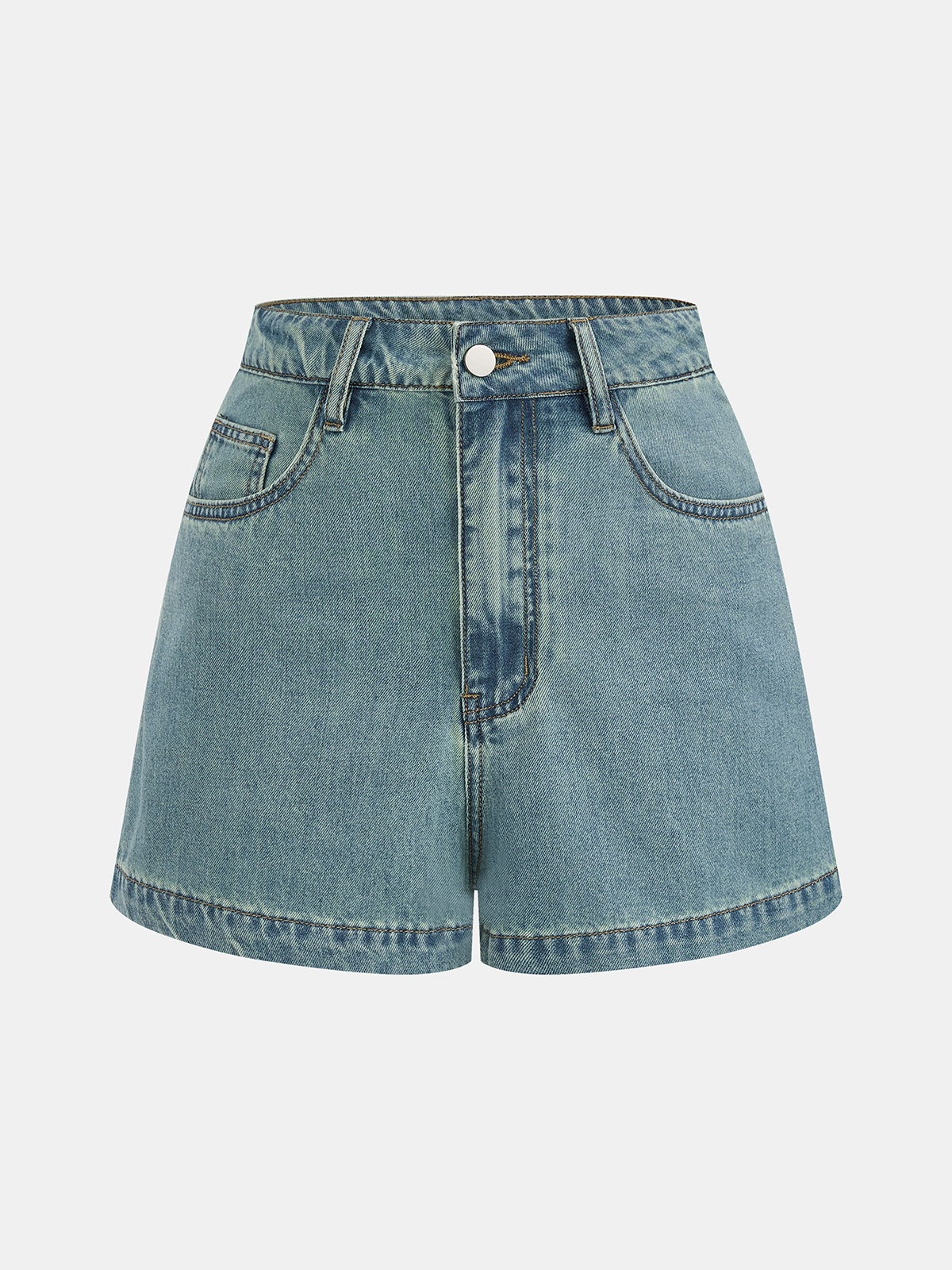 Denim Bow Tie Blouse & Shorts Set