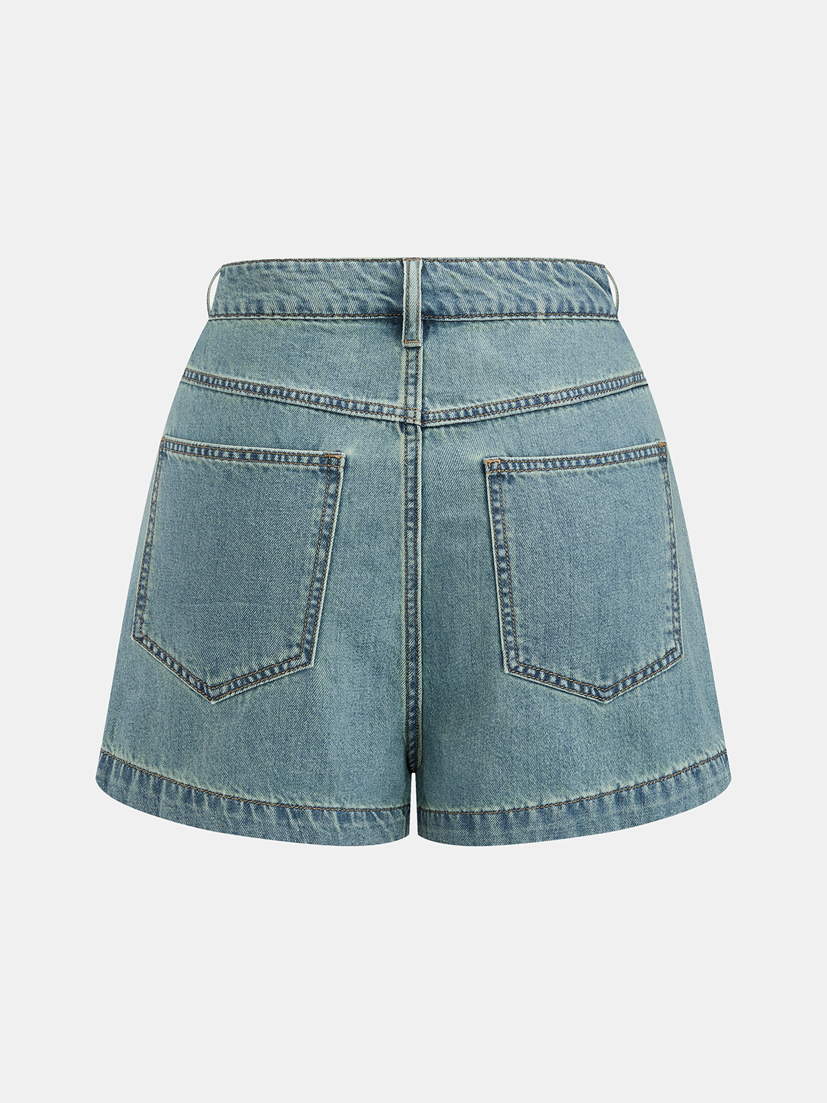Denim Bow Tie Blouse & Shorts Set