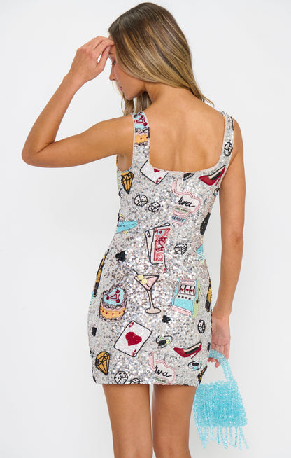 Lets Go Mini Dress ~ Casino Party Sequins
