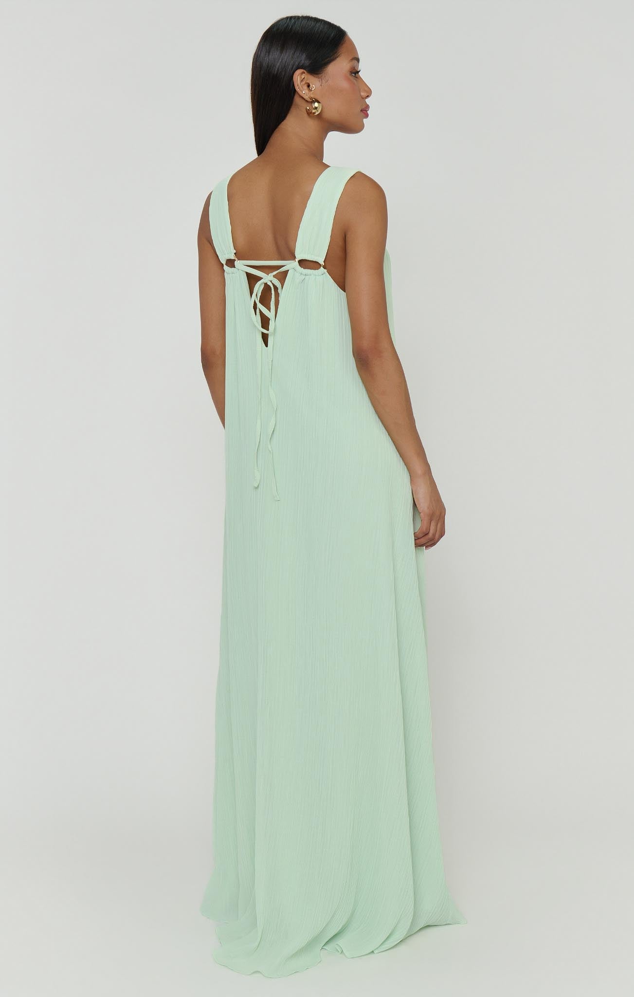 Heidi Maxi Dress ~ Pistachio Pleated Chiffon