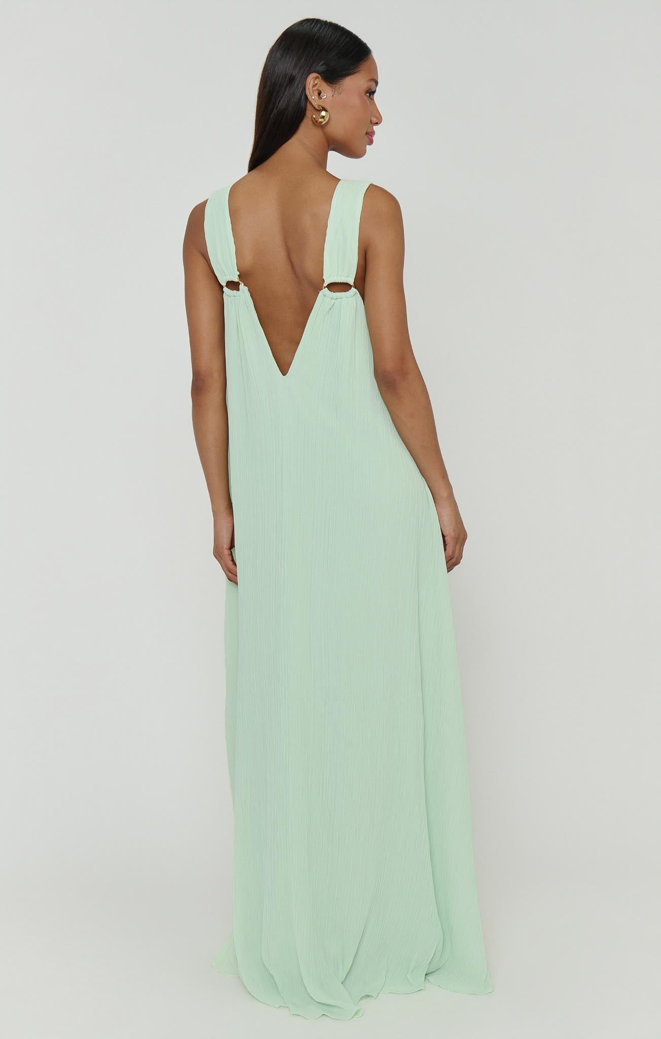 Heidi Maxi Dress ~ Pistachio Pleated Chiffon