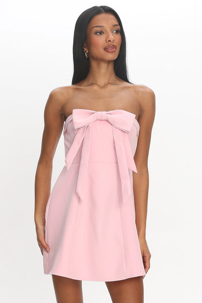 Lollipop Strapless Bow Bust Mini Dress Pink Sorbet