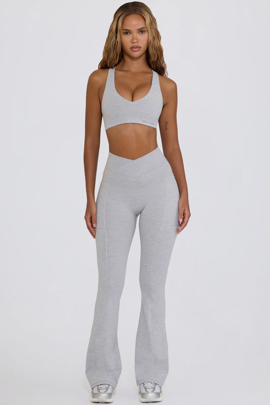 Soft Active V-Waist Flared Leggings in Grey