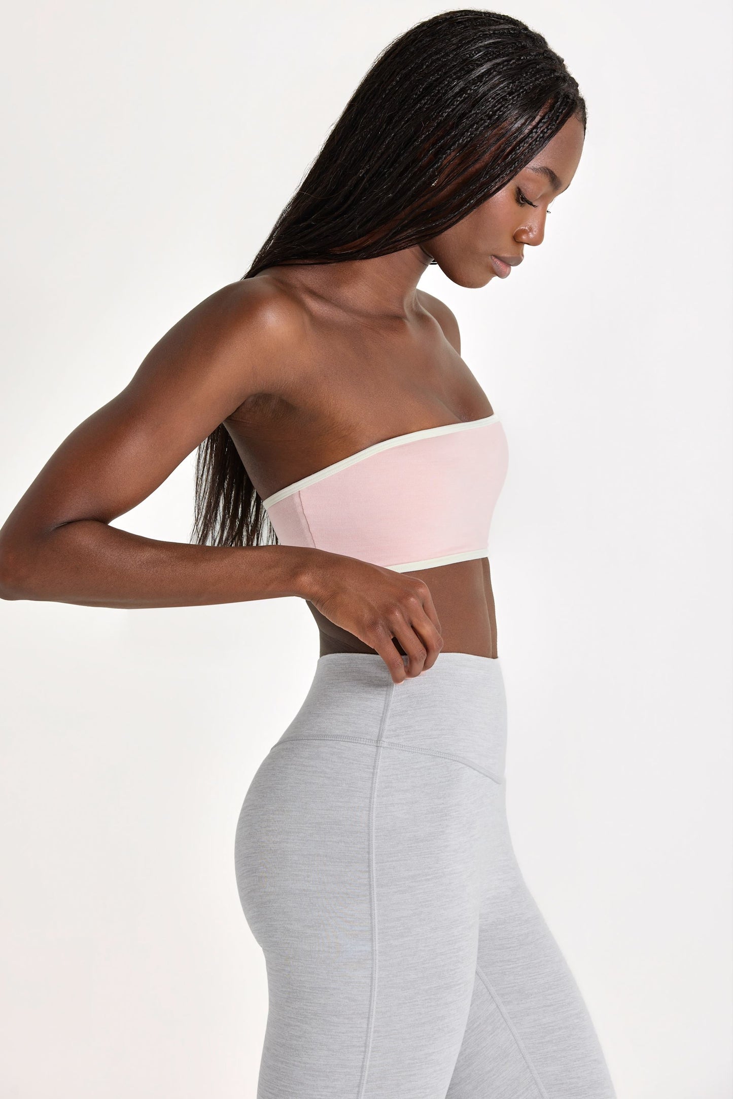 Soft Active Bandeau Sports Bra in Blush Marl