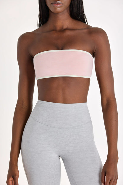 Soft Active Bandeau Sports Bra in Blush Marl
