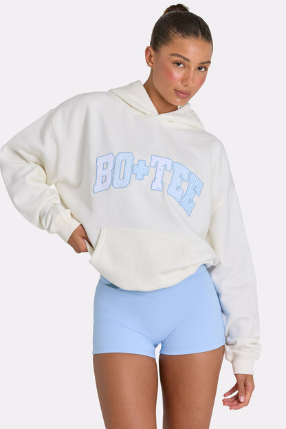 Oversized Applique Hoodie in Coconut