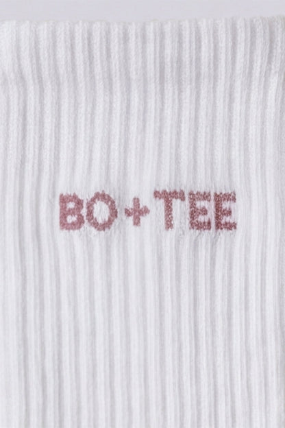 Ribbed Half-Crew 3-Pack Socks in White Pink