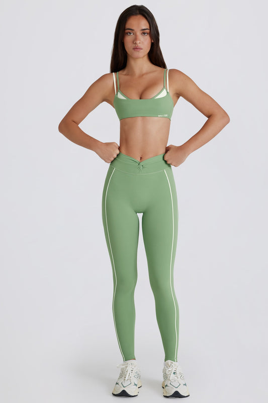 Soft Active Twist-Front Leggings in Jade