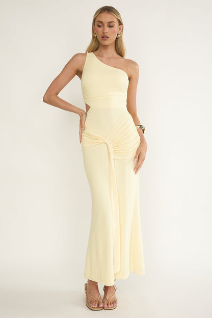 Luli One-Shoulder Cut-Out Maxi Dress Yellow