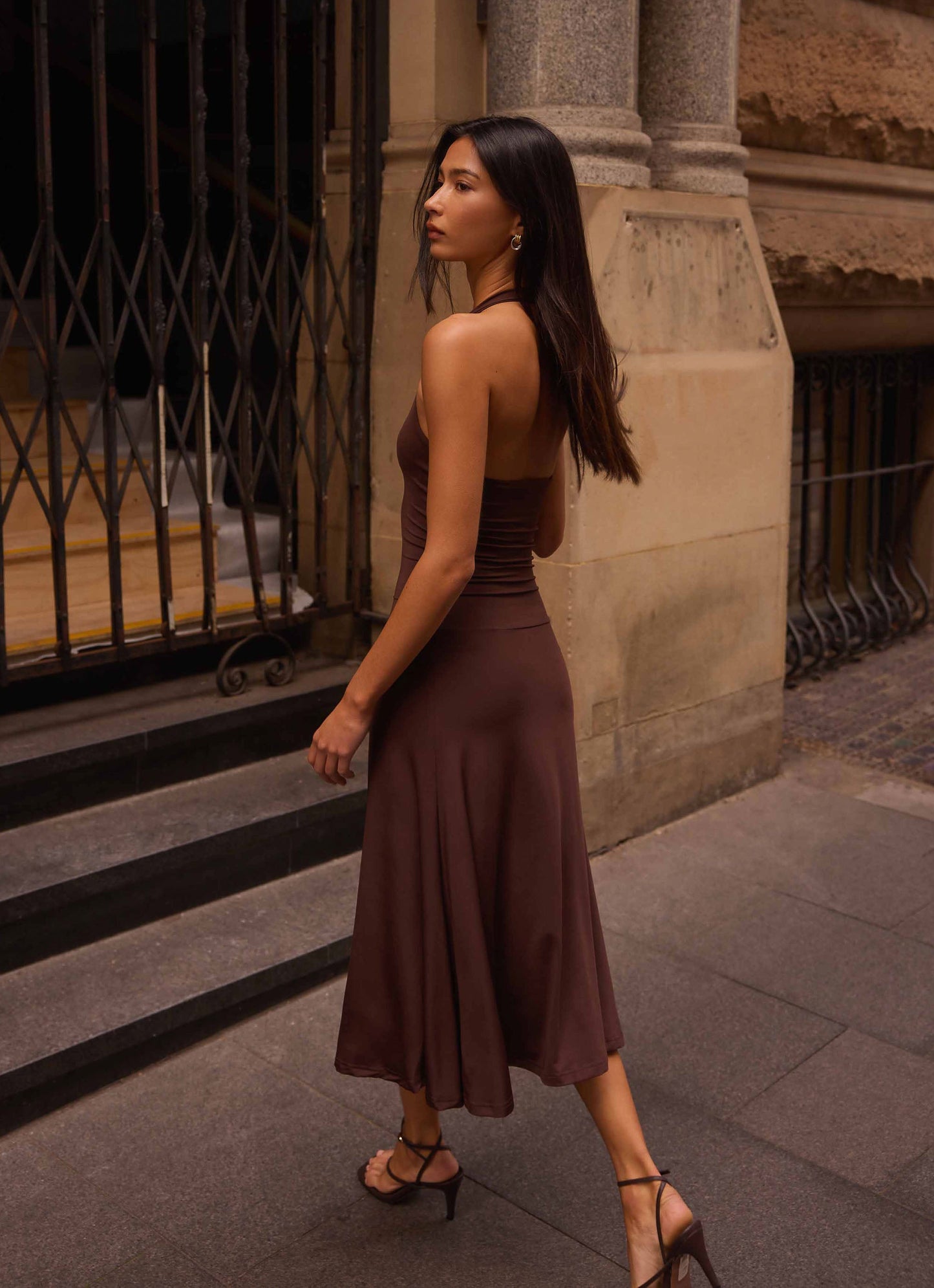 Klyne Midi Dress - Chocolate