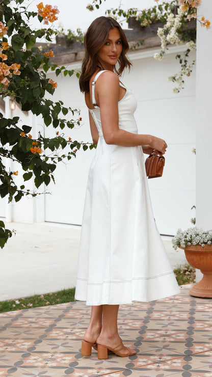 Indigo Midi Dress - White Denim