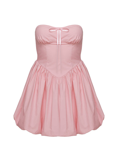 Melaina Bubble Hem Mini Dress Pink