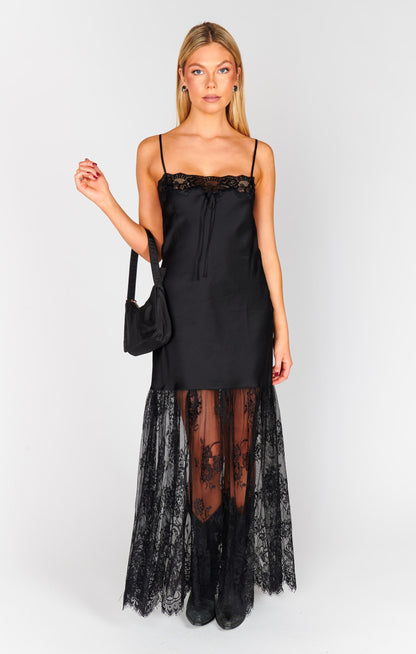 Celine Dress ~ Black Luxe Satin