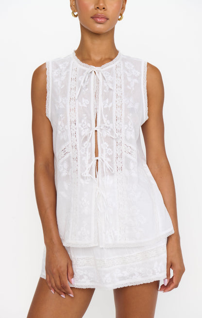 Camden Skort ~ Cream Voile Trim